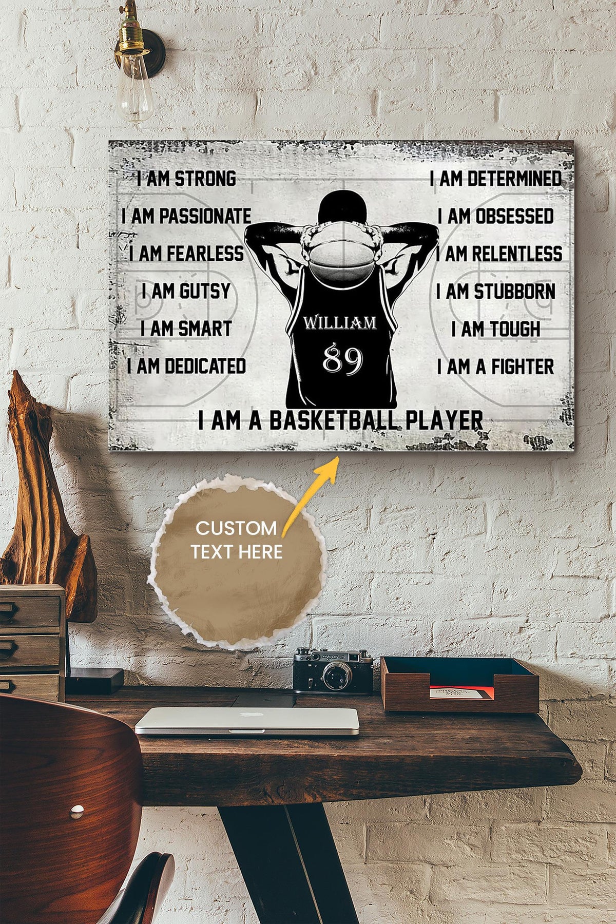 I Am A Basketball Player Personalized Poster - Sport Wall Art - Gift For Basketball Club Basketball Lover Canvas Gallery Wrapped Canvas Framed Gift Idea Framed Prints, Canvas