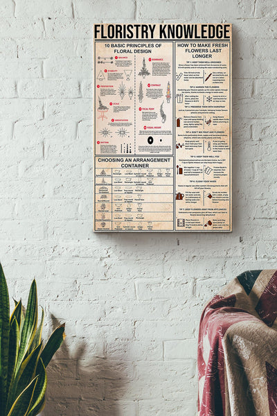 Floristry Knowledge Things You Need To Know About Floristry Poster Canvas Gallery Wrapped Canvas Framed Gift Idea