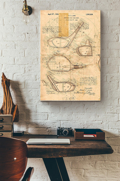 Golf Vintage Details Canvas Gallery Wrapped Canvas Framed Gift Idea