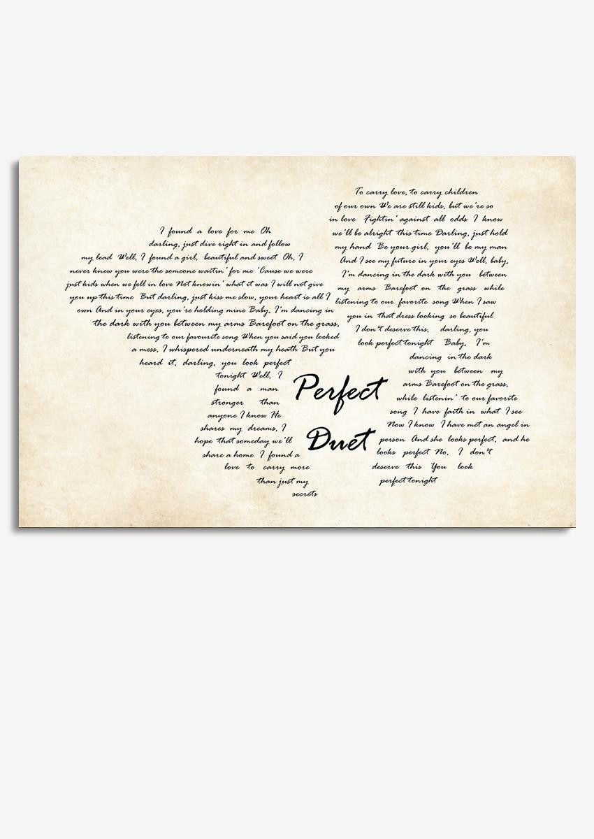 Ed Sheeran Ft Beyonce Perfect Duet Lyrics Couple Typography