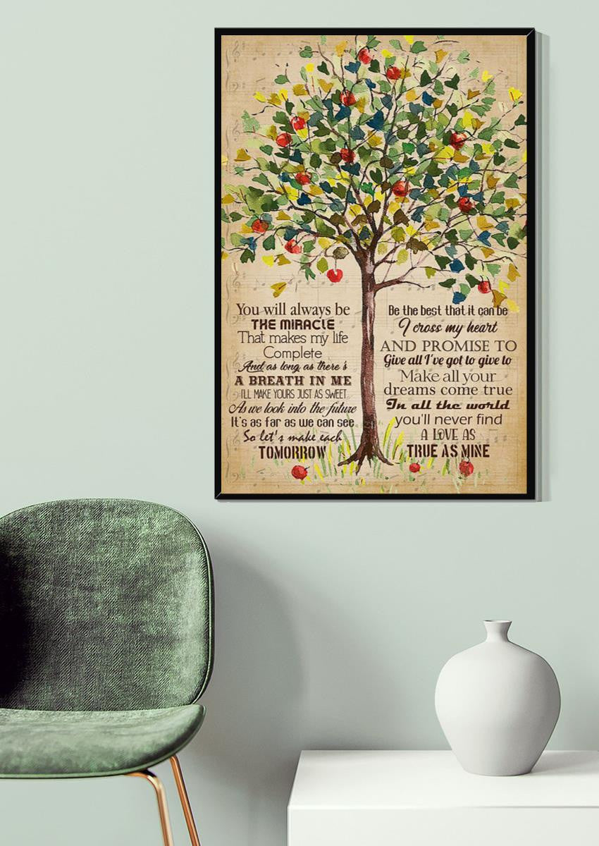 I Cross My Heart Lyrics Colorful Tree Wall Art For Couple Soulmate Valentine Canvas Gallery Wrapped Canvas Framed Gift Idea Framed Prints, Canvas