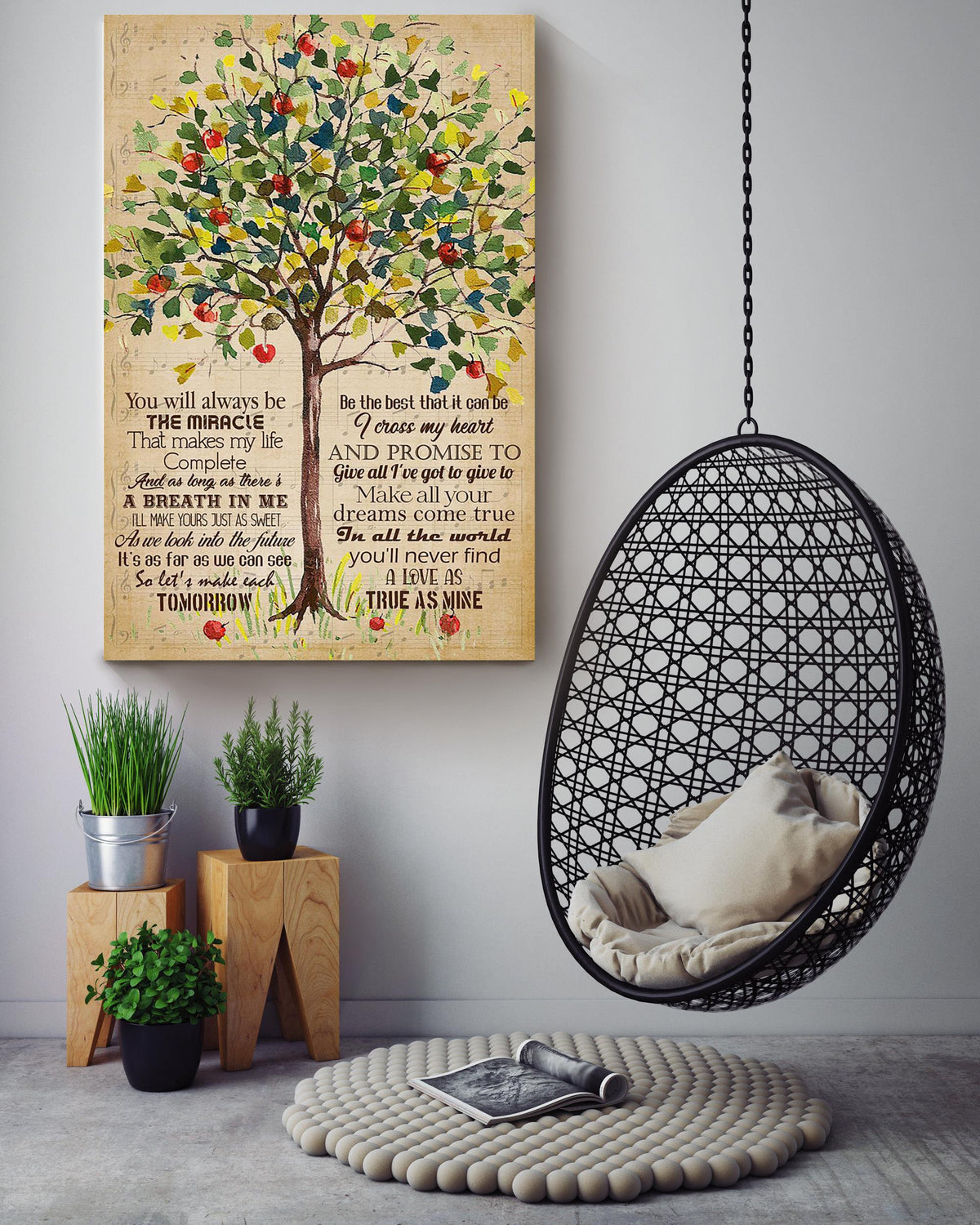 I Cross My Heart Lyrics Colorful Tree Wall Art For Couple Soulmate Valentine Canvas Gallery Wrapped Canvas Framed Gift Idea Framed Prints, Canvas