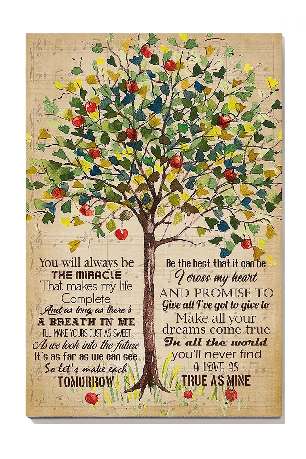 I Cross My Heart Lyrics Colorful Tree Wall Art For Couple Soulmate Valentine Canvas Gallery Wrapped Canvas Framed Gift Idea Framed Prints, Canvas