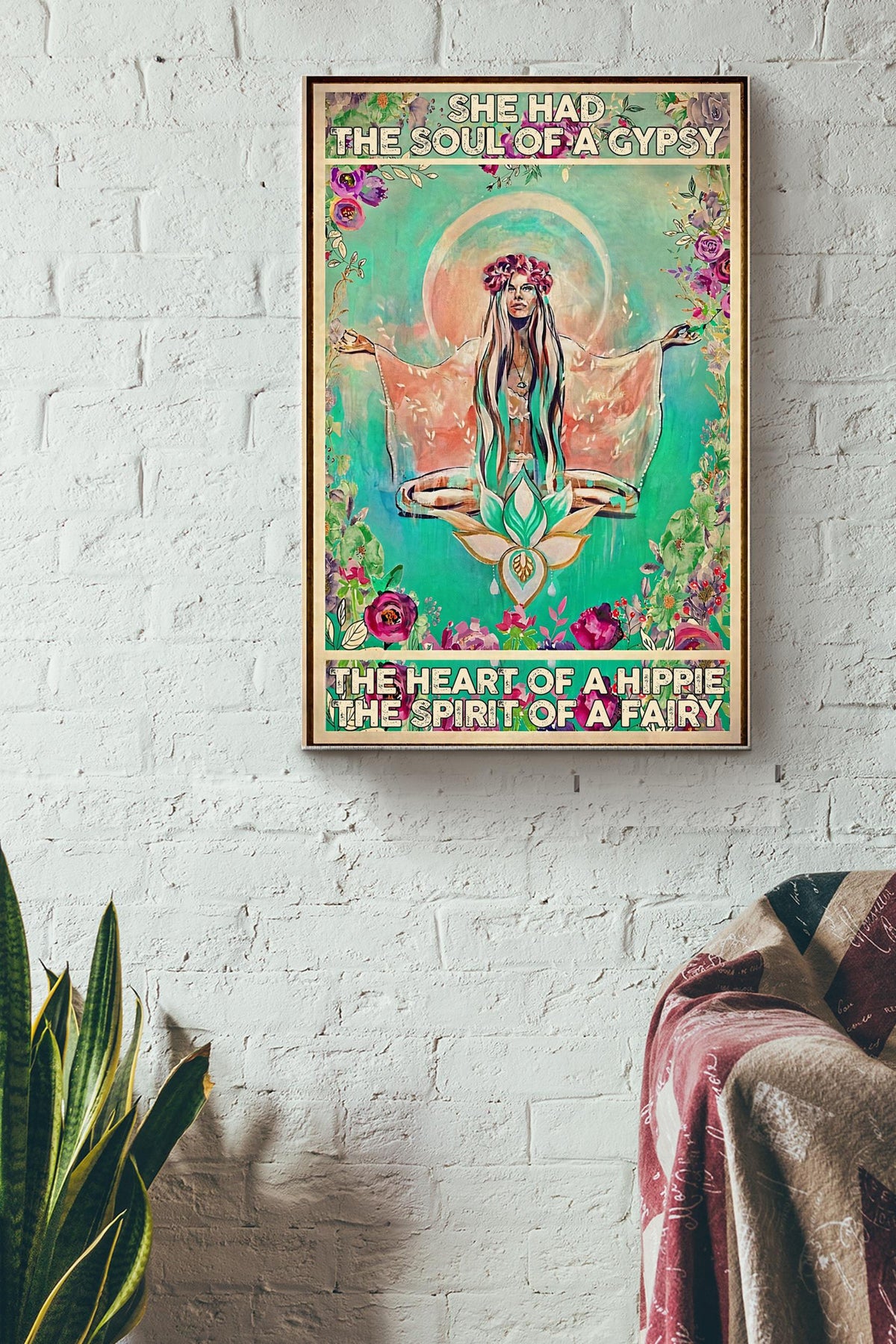 Gypsy Soul Hippie Heart Fairy Spirit Poster - Decor Wall Art - Gift For Girl Women Womens Day Yoga Girl Canvas Gallery Wrapped Canvas Framed Gift Idea Framed Prints, Canvas