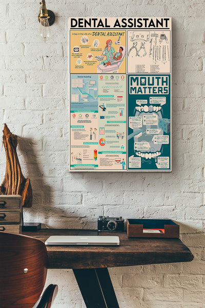 Dental Assistant Teeth Inforgraphic Dentist Poster Canvas Gallery Wrapped Canvas Framed Gift Idea