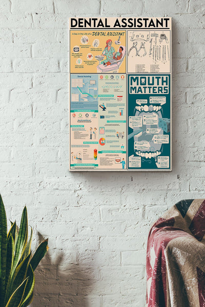 Dental Assistant Teeth Inforgraphic Dentist Poster Canvas Gallery Wrapped Canvas Framed Gift Idea