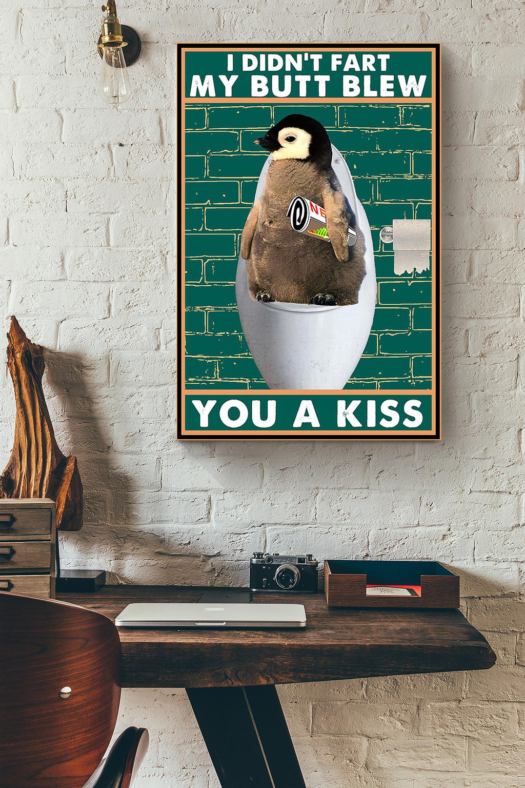 Funny Quote Cute Penguin My Butt Blew You A Kiss Gift For Housewarming Home Decor Canvas