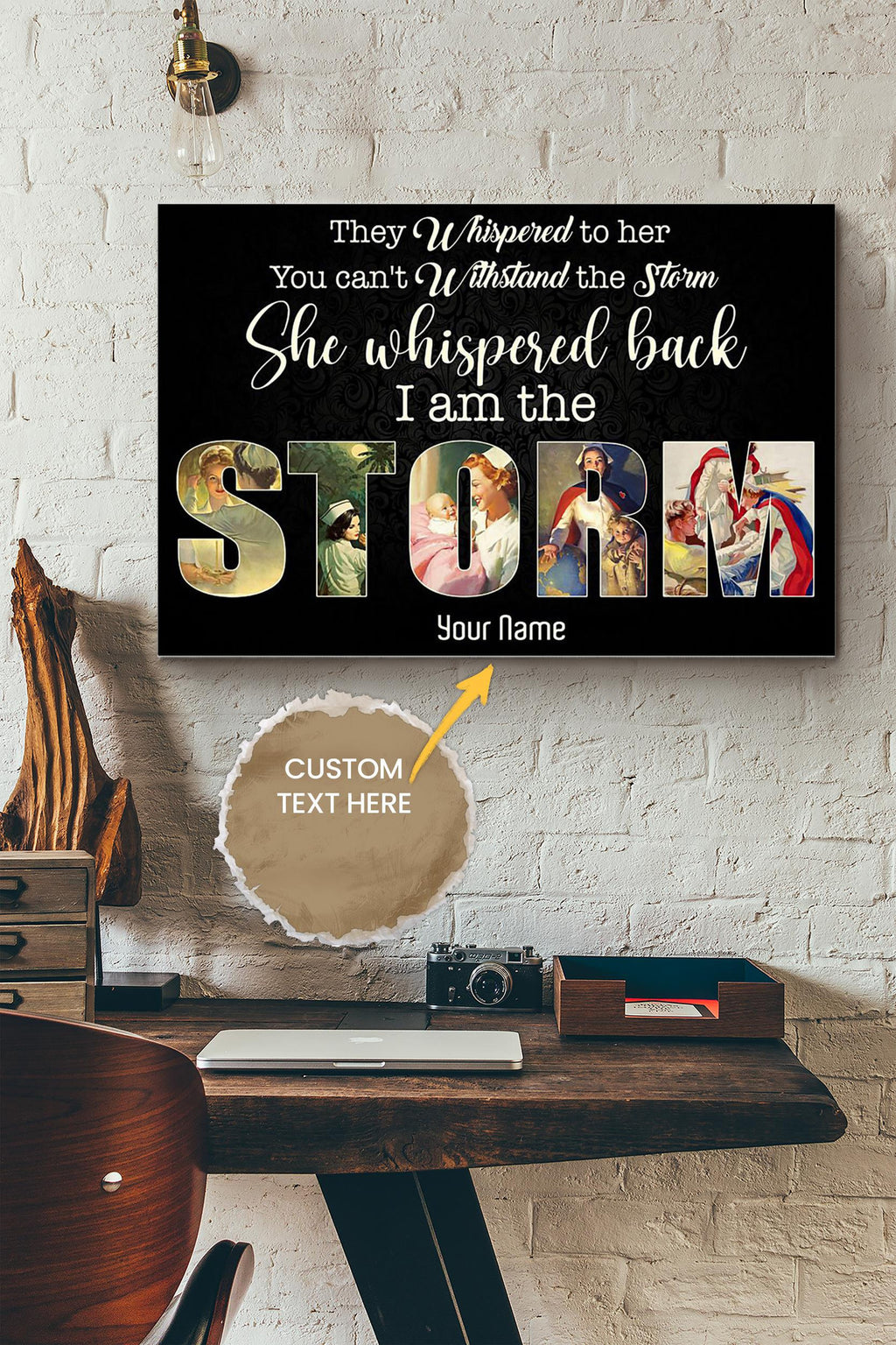I Am The Storm Personalized Poster - Motivation Wall Art - Gift For Home Decor Housewarming Canvas Gallery Wrapped Canvas Framed Gift Idea Framed Prints, Canvas