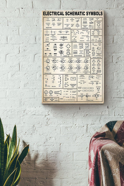 Electrical Schematic Symbols Poster Canvas Gallery Wrapped Canvas Framed Gift Idea