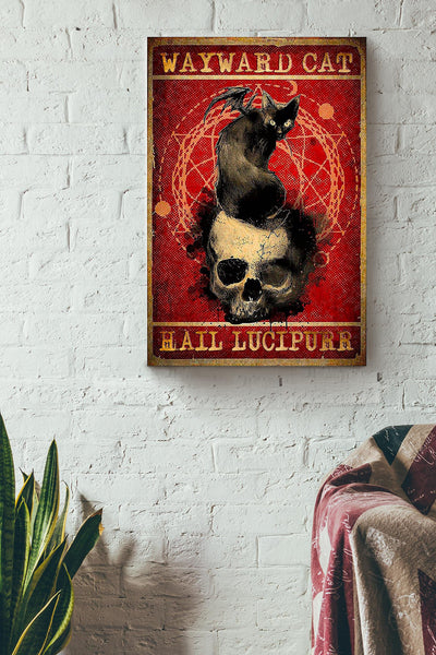 Halloween Wayward Cat Hail Animal Wall Art Gift For Cat Lover International Cat Day Kitten Foster Canvas Framed Prints, Canvas