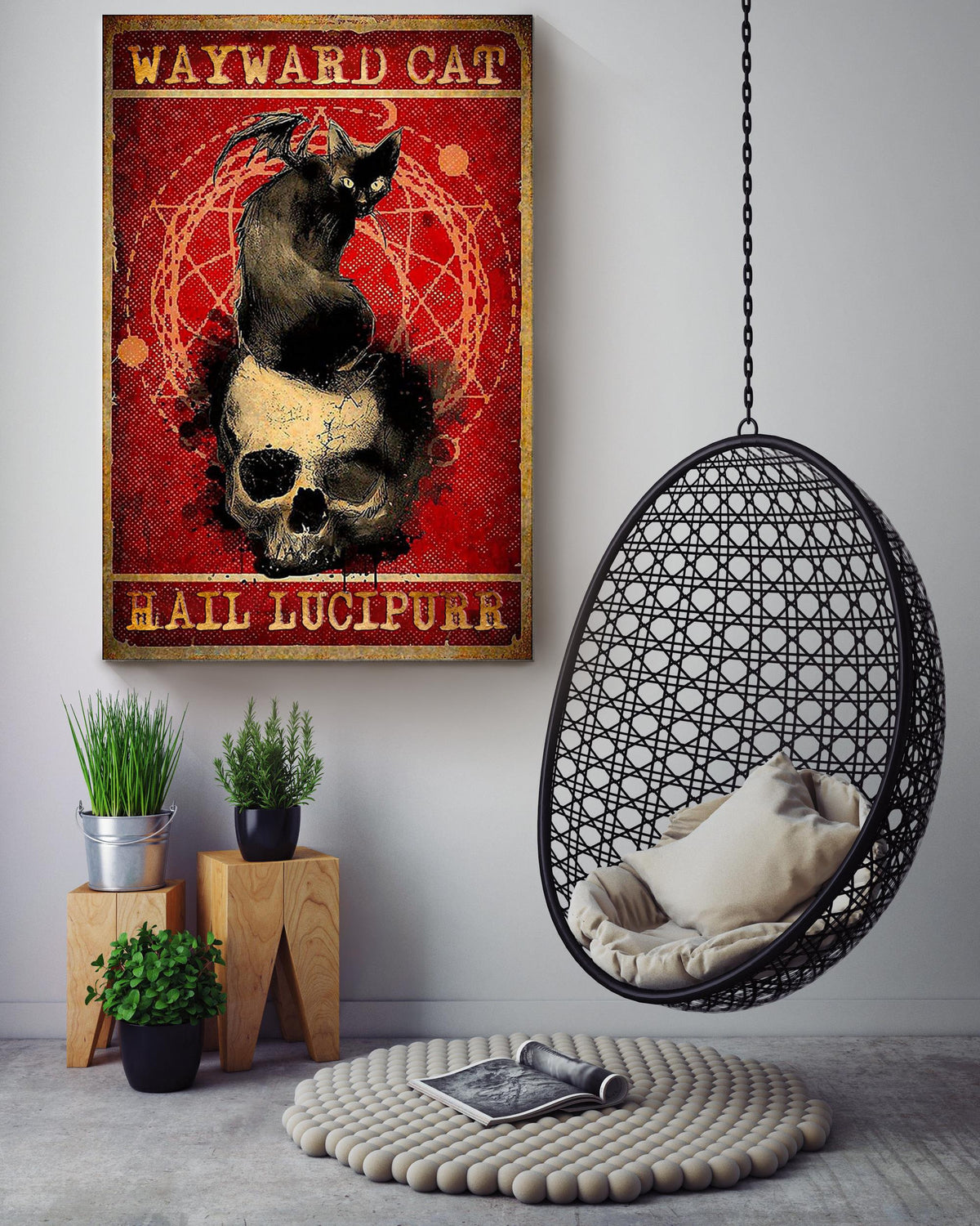 Halloween Wayward Cat Hail Animal Wall Art Gift For Cat Lover International Cat Day Kitten Foster Canvas Framed Prints, Canvas