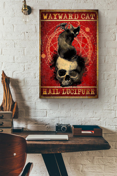 Halloween Wayward Cat Hail Animal Wall Art Gift For Cat Lover International Cat Day Kitten Foster Canvas Framed Prints, Canvas