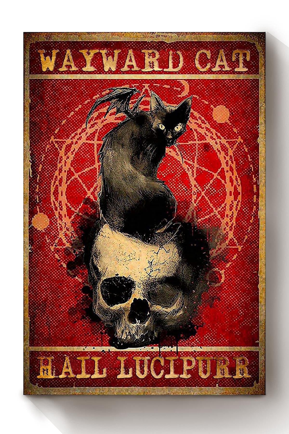Halloween Wayward Cat Hail Animal Wall Art Gift For Cat Lover International Cat Day Kitten Foster Canvas Framed Prints, Canvas