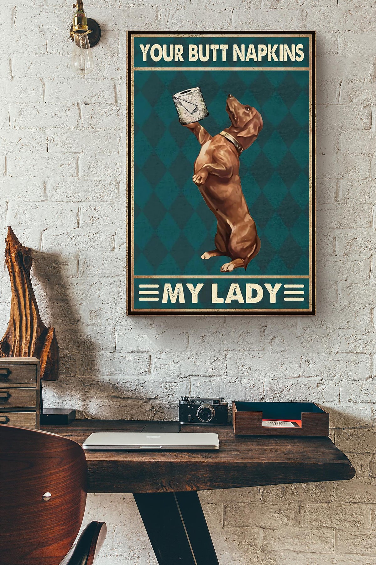 Dachshund Poster Your Butt Napkins My Lady Poster Bathroom Decor Wall Art For Dachshund Lover Canvas Framed Prints, Canvas