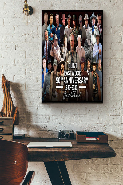Clint Eastwood 90th Anniversary Poster Canvas Gallery Wrapped Canvas Framed Gift Idea