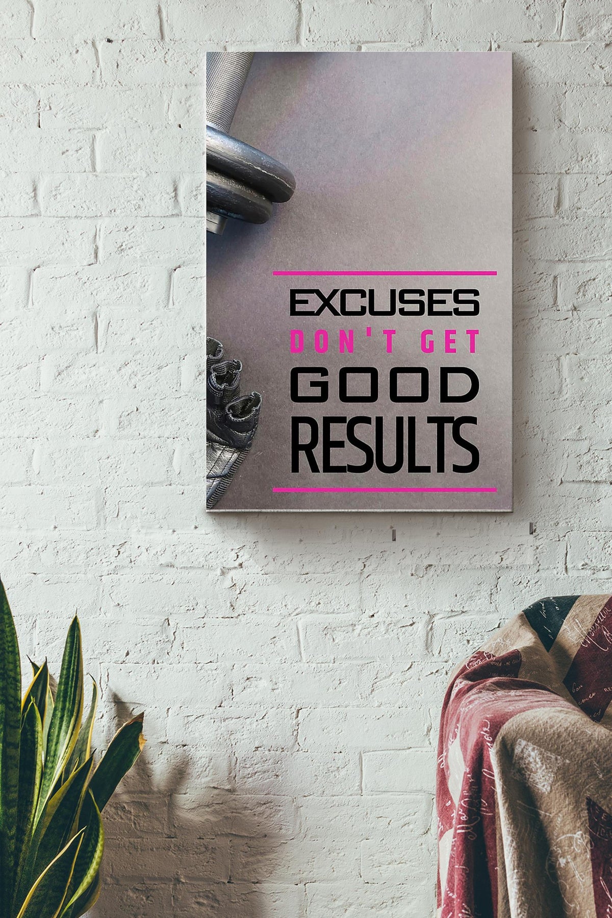 Excuses Dont Get Good Results Fitness Poster Canvas Gallery Wrapped Canvas Framed Gift Idea