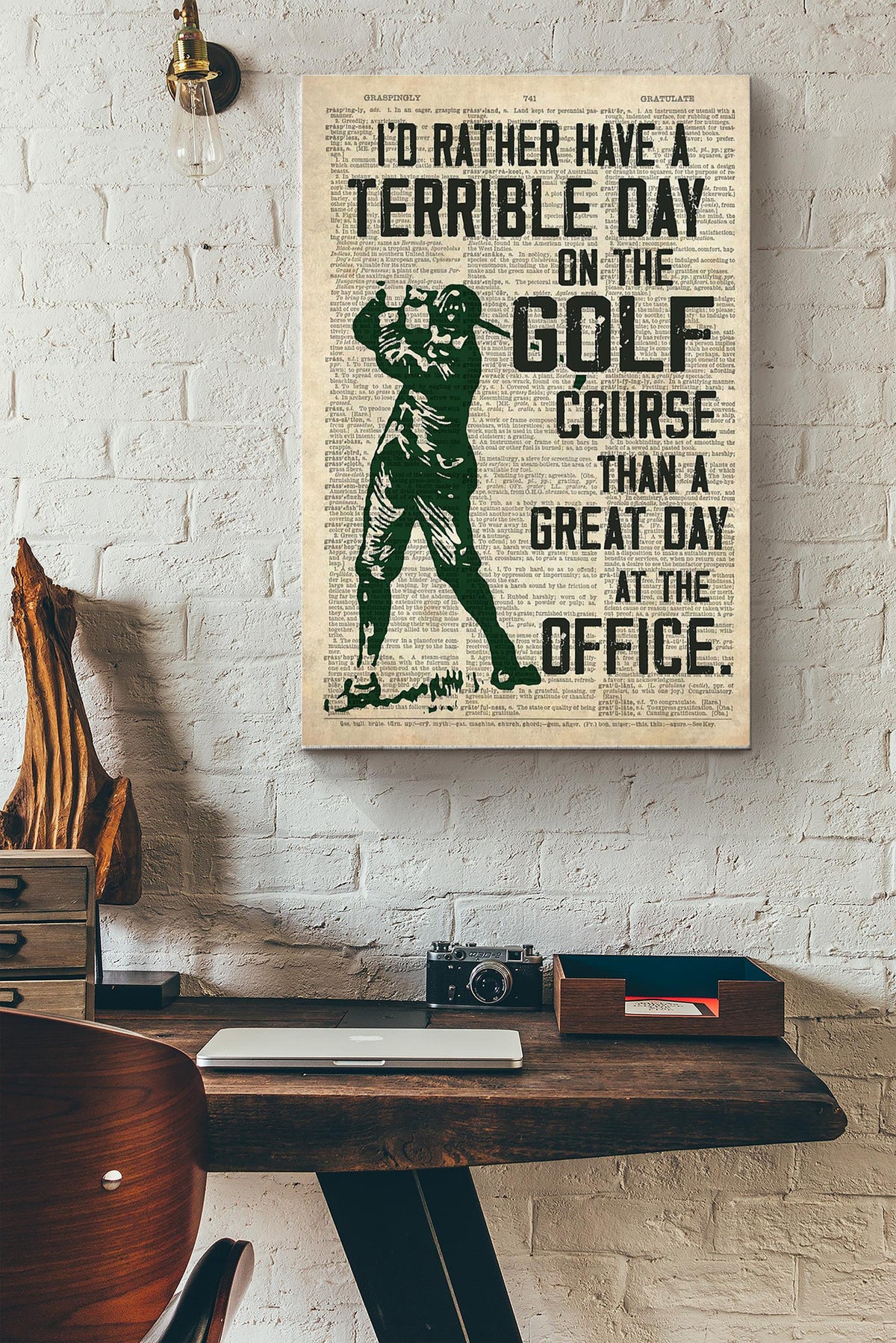 Have Terrible Day On The Golf Course Golf Canvas Gallery Wrapped Canvas Framed Gift Idea