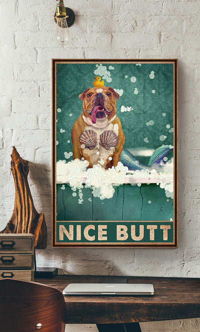 Dogue De Bordeaux Bathing Nice Butt Dog Wall Art For Bathroom Decor Gift For Dog Lovers Canvas Gallery Wrapped Canvas Framed Gift Idea Framed Prints, Canvas