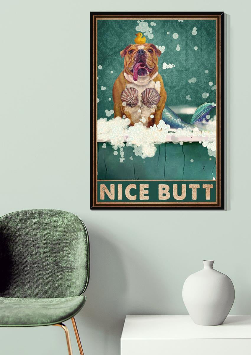 Dogue De Bordeaux Bathing Nice Butt Dog Wall Art For Bathroom Decor Gift For Dog Lovers Canvas Gallery Wrapped Canvas Framed Gift Idea Framed Prints, Canvas