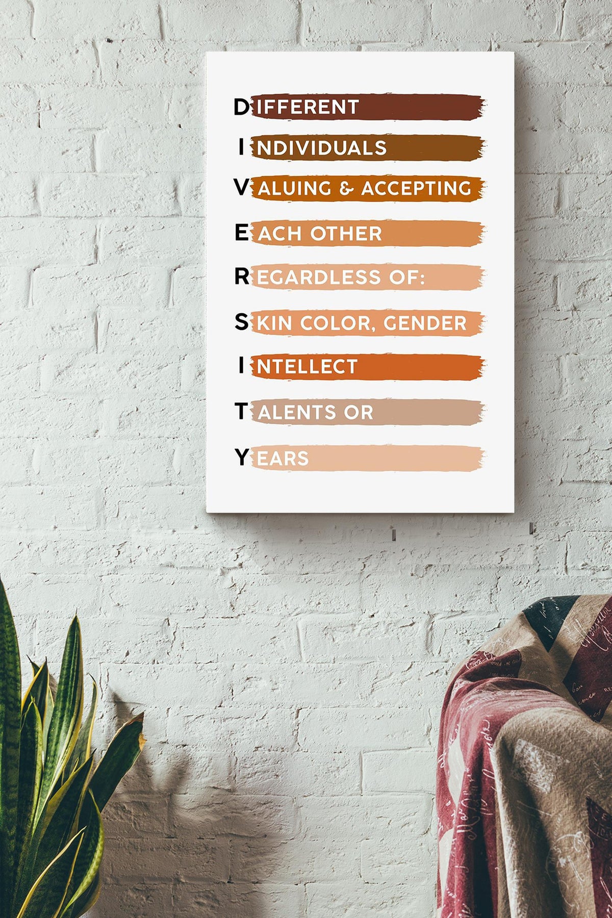 Diversity Equality Humanity Quote For Home Decor Housewarming Canvas