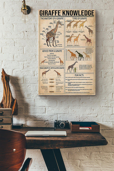 Giraffe Knowledge Things You Need To Know About Giraffe Poster Canvas Gallery Wrapped Canvas Framed Gift Idea