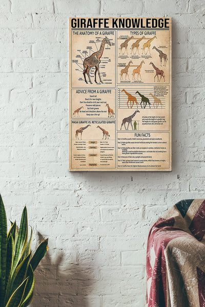 Giraffe Knowledge Things You Need To Know About Giraffe Poster Canvas Gallery Wrapped Canvas Framed Gift Idea