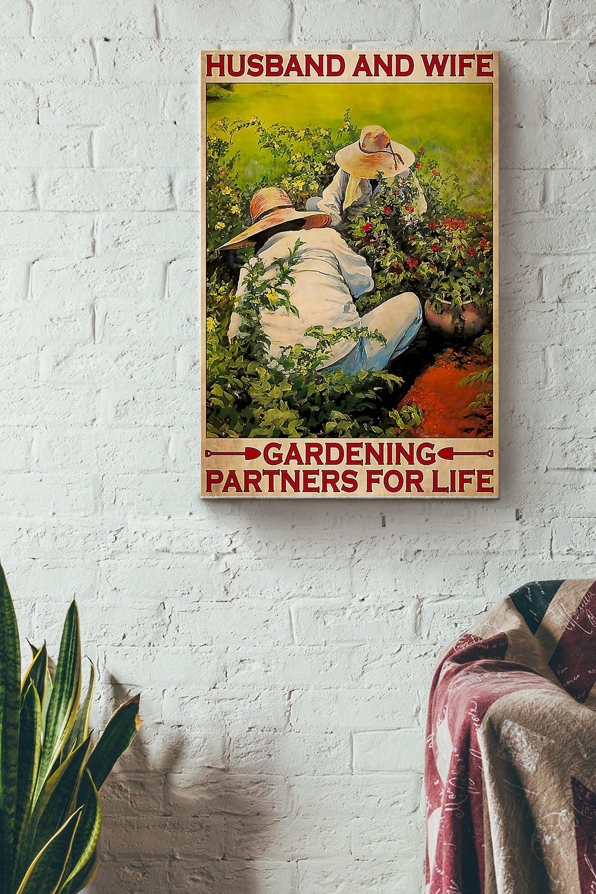 Husband And Wife Gardening Partners For Life Gardening Poster Canvas Gallery Wrapped Canvas Framed Gift Idea