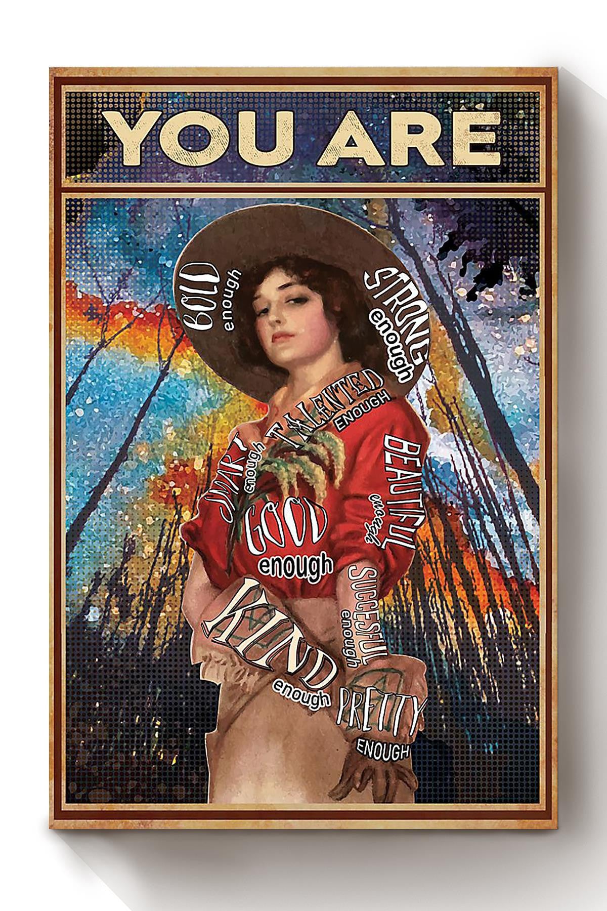 Cowgirl You Are Strong Good Poster Horse Riding Wall Art Cowgirl Cowboy Gift Canvas Framed Prints, Canvas