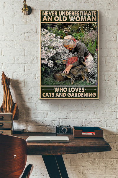 Garden Woman And Cats Canvas Gallery Wrapped Canvas Framed Gift Idea