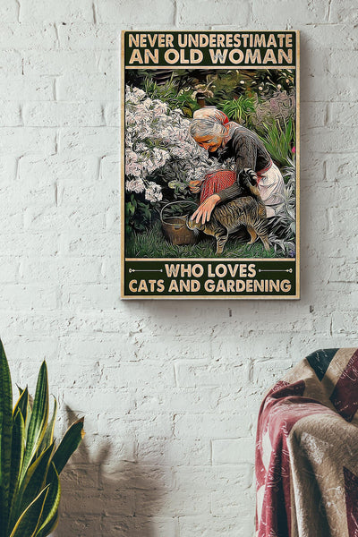 Garden Woman And Cats Canvas Gallery Wrapped Canvas Framed Gift Idea