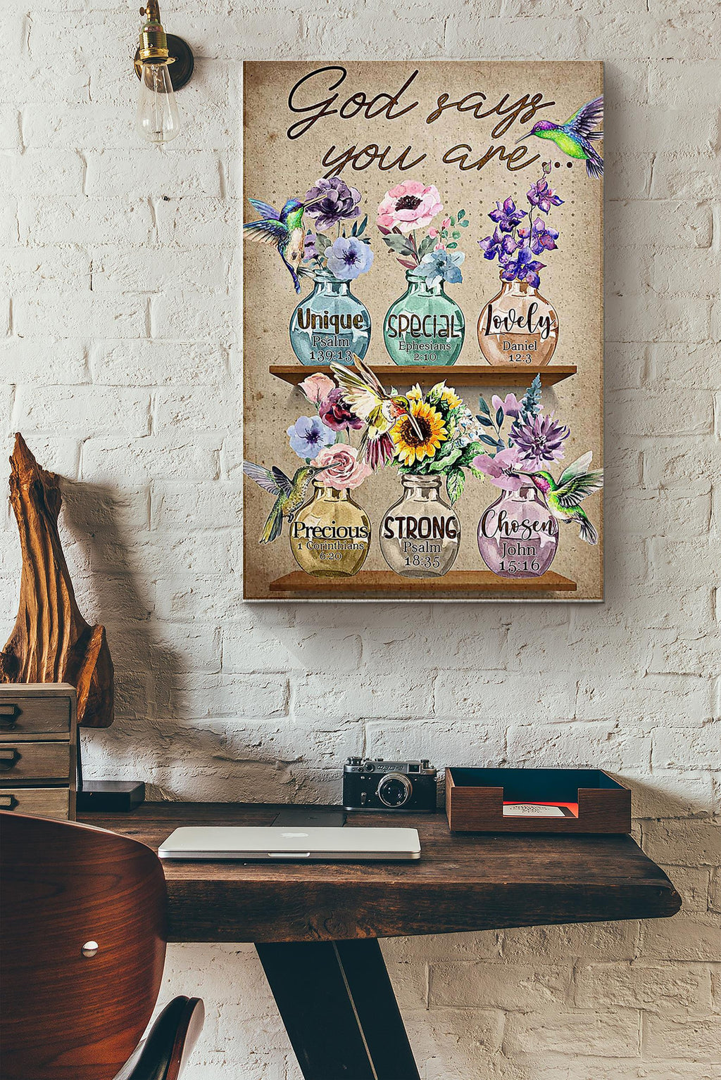 God Says You Are Unique Special Lovely Precious Strong Chosen Gardening Girl Poster Canvas Gallery Wrapped Canvas Framed Gift Idea