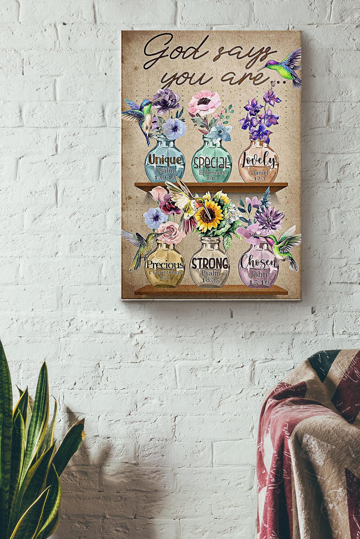 God Says You Are Unique Special Lovely Precious Strong Chosen Gardening Girl Poster Canvas Gallery Wrapped Canvas Framed Gift Idea