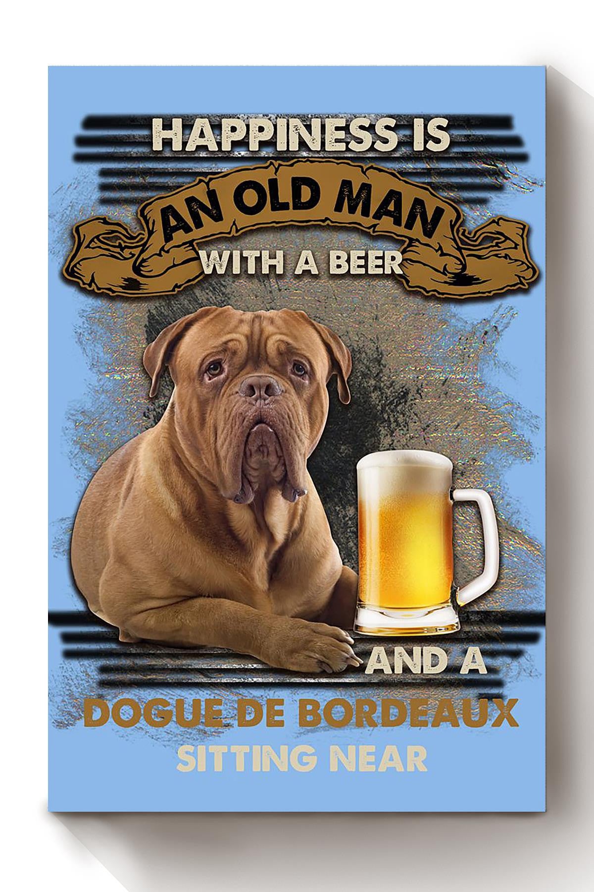 Dogue De Bordeaux Sitting Near Old Man Gift For U Canvas