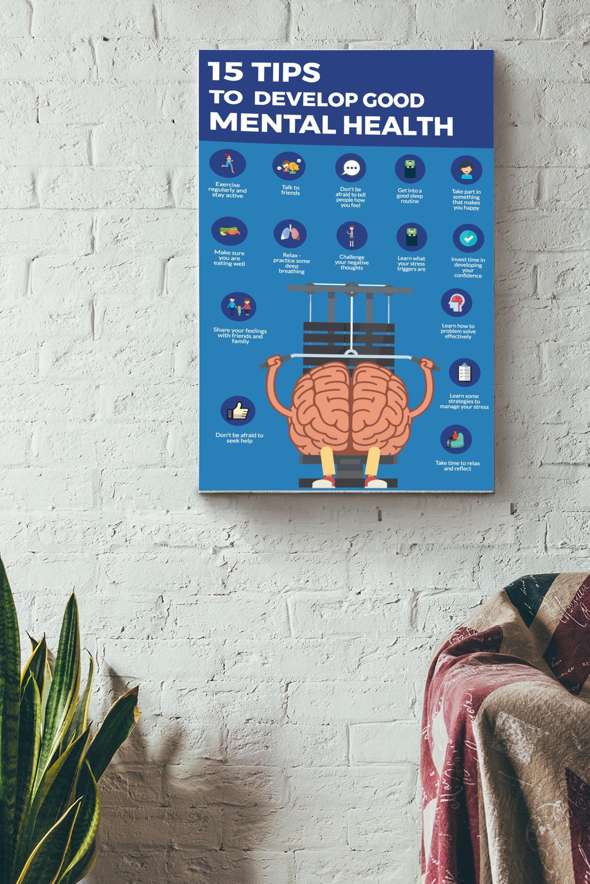 Funny 15 Tips To develop Good Mental Healthy Emotion Poster Canvas Gallery Wrapped Canvas Framed Gift Idea