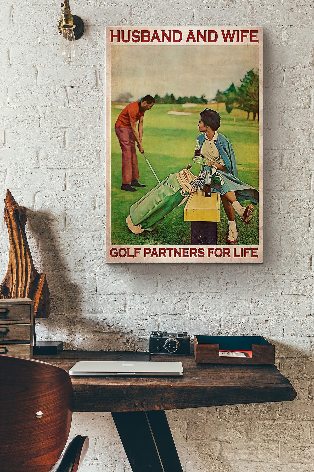 Golf Partners For Life Canvas Gallery Wrapped Canvas Framed Gift Idea