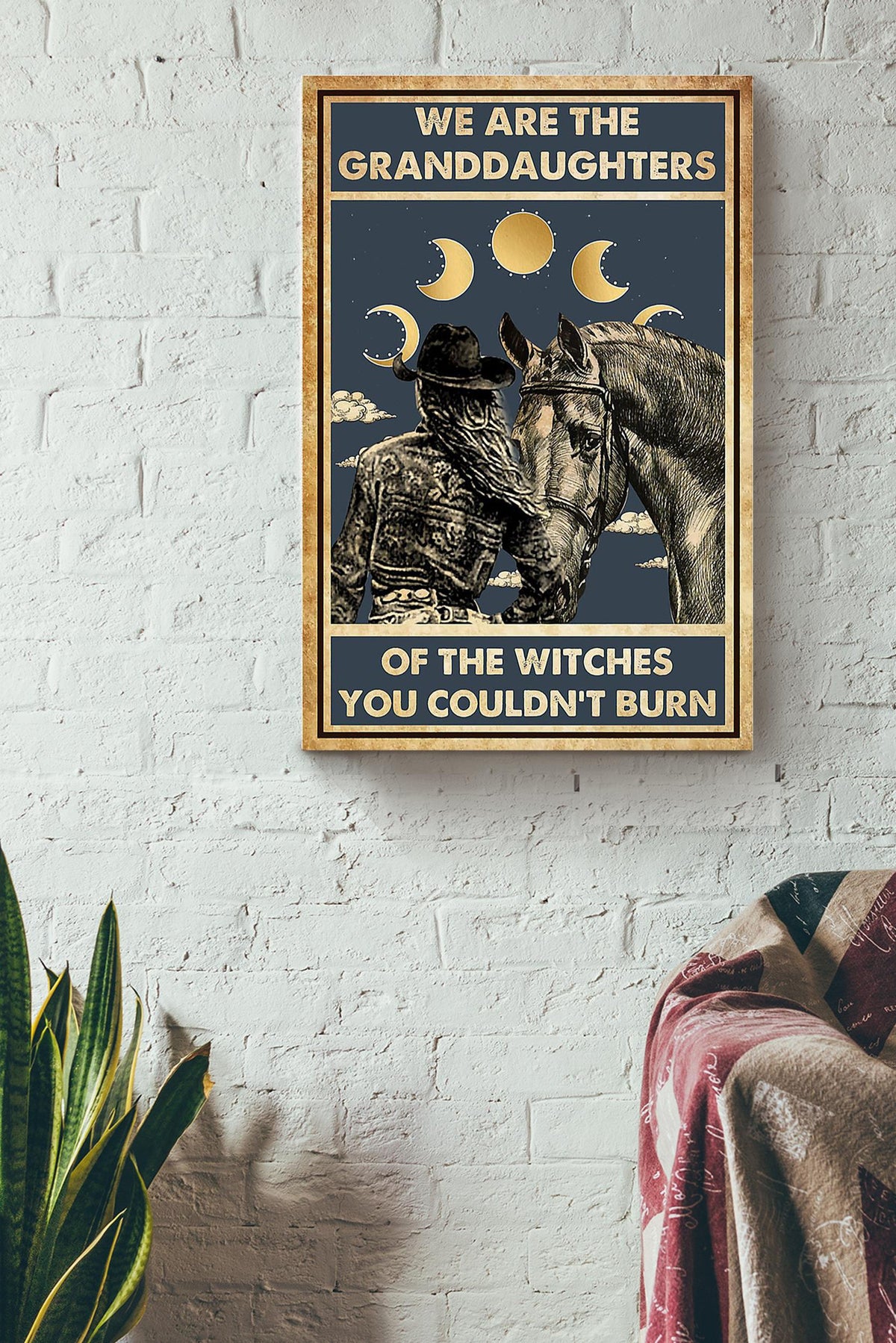 Granddaughter Of Witches Cowgirl Halloween Wall Decor Gift For Pumpkin Carving Ideas Halloween Decorations Haunted Houses Canvas