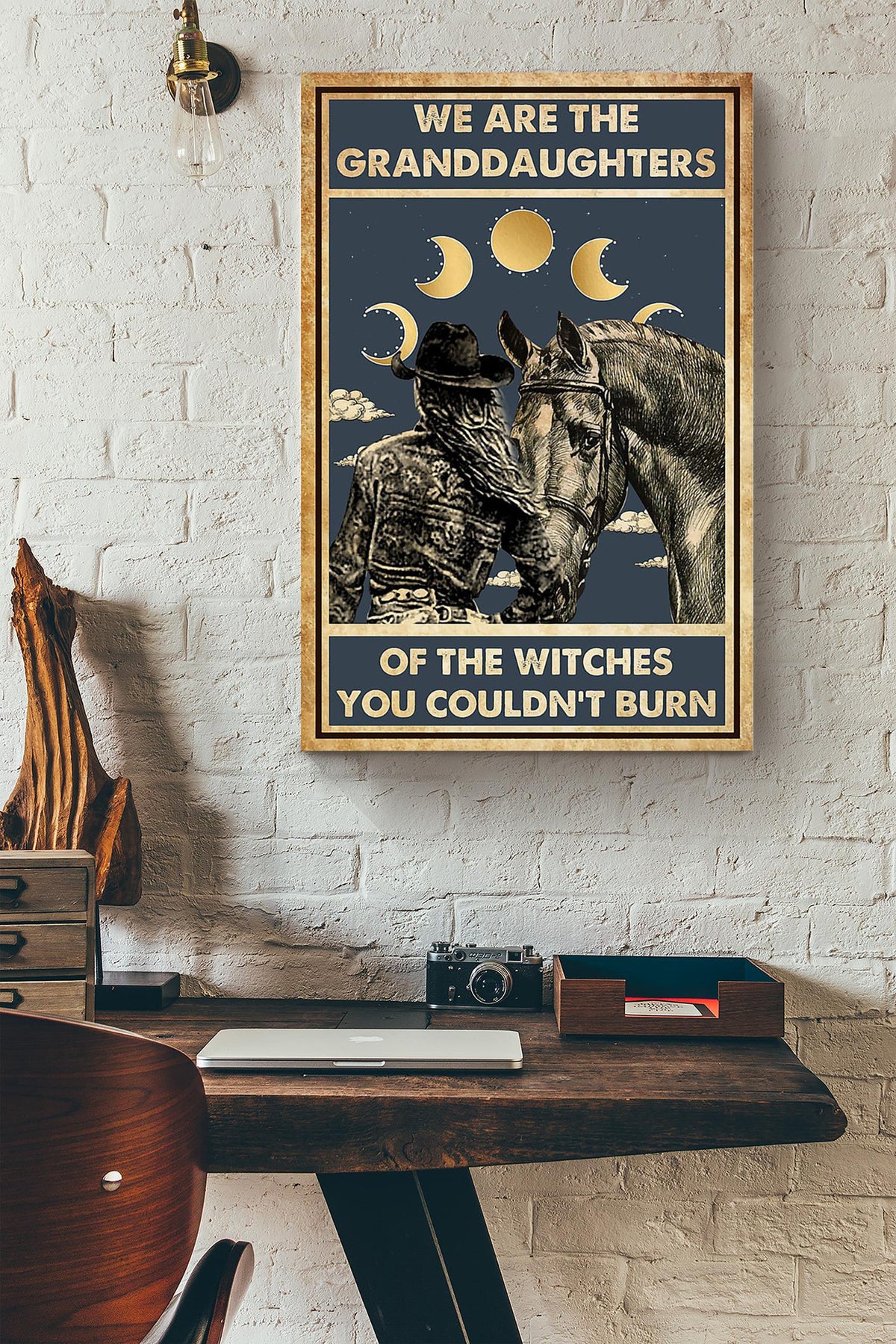 Granddaughter Of Witches Cowgirl Halloween Wall Decor Gift For Pumpkin Carving Ideas Halloween Decorations Haunted Houses Canvas