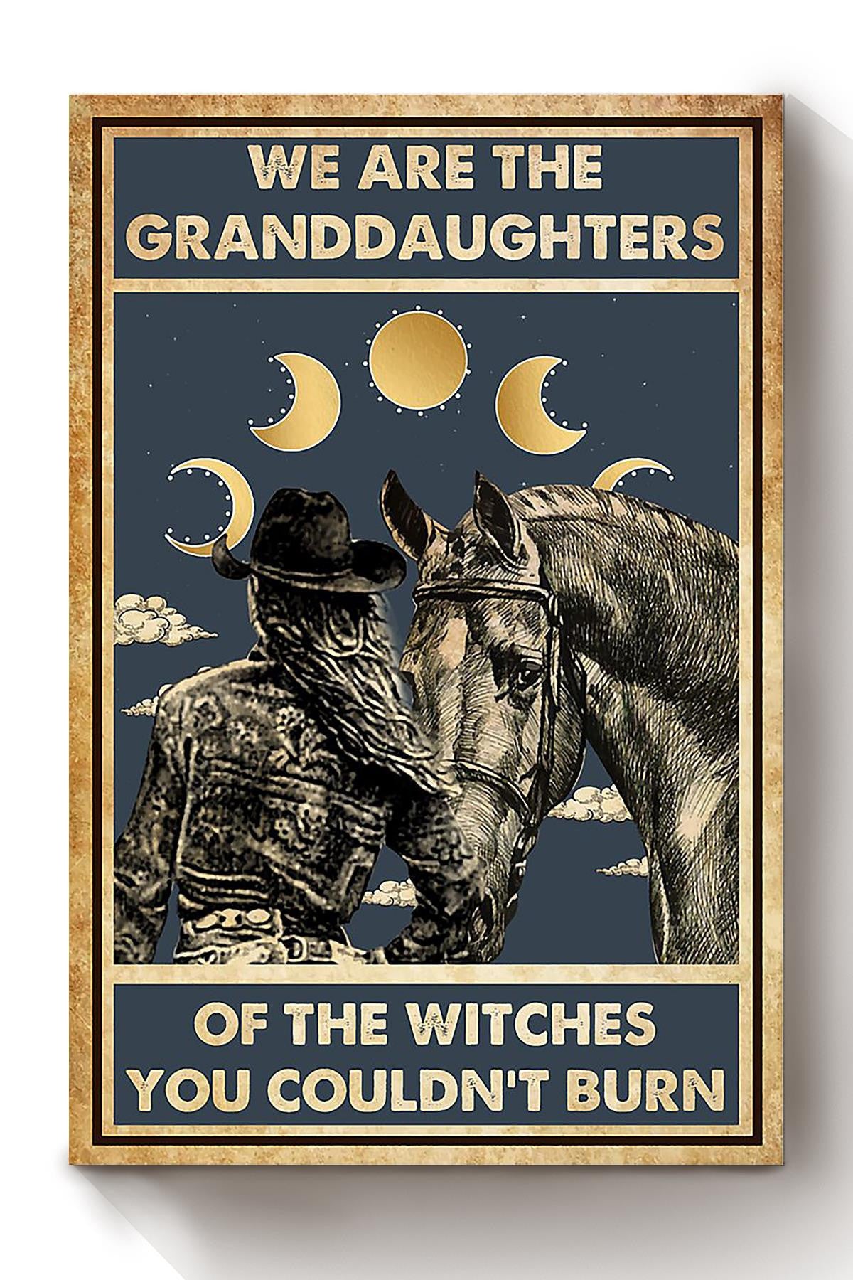 Granddaughter Of Witches Cowgirl Halloween Wall Decor Gift For Pumpkin Carving Ideas Halloween Decorations Haunted Houses Canvas