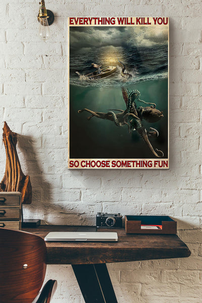 Fishing Choose Something Fun Canvas Gallery Wrapped Canvas Framed Gift Idea