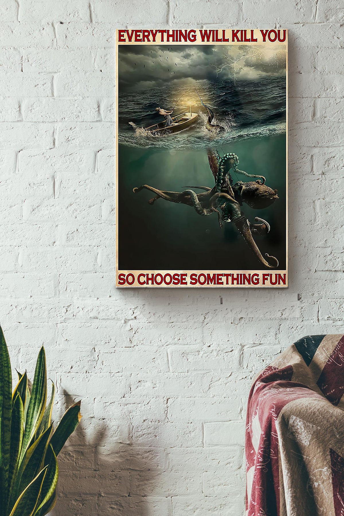 Fishing Choose Something Fun Canvas Gallery Wrapped Canvas Framed Gift Idea