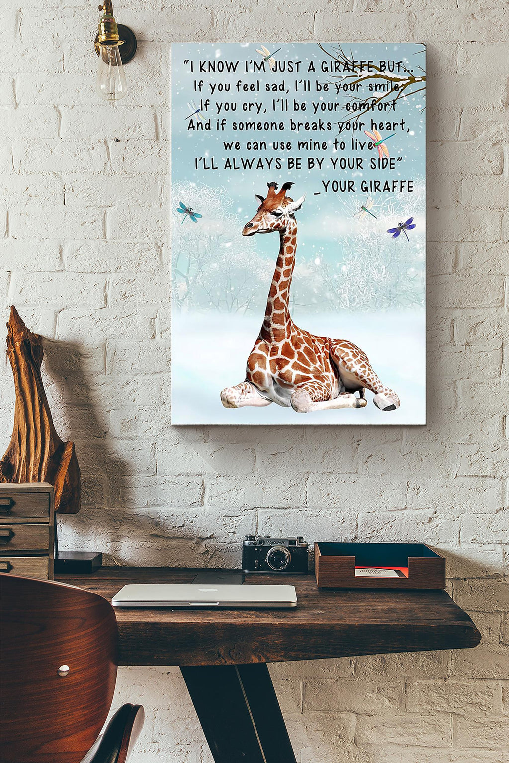 Ill Always Be By Your Side Giraffe Poster Canvas Gallery Wrapped Canvas Framed Gift Idea