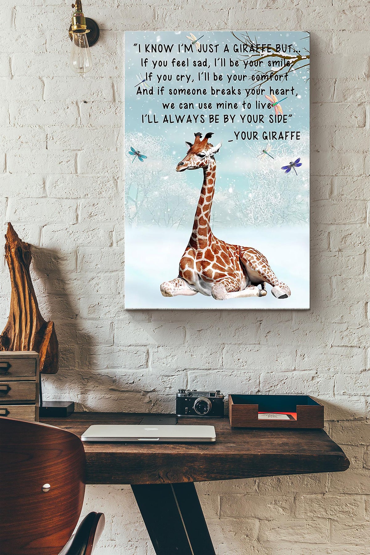 Ill Always Be By Your Side Giraffe Poster Canvas Gallery Wrapped Canvas Framed Gift Idea