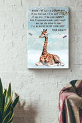 Ill Always Be By Your Side Giraffe Poster Canvas Gallery Wrapped Canvas Framed Gift Idea