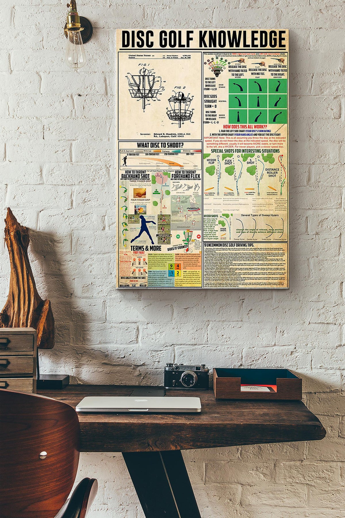 Disc Golf Knowledge Things You Need To Know About Disc Golf Poster Canvas Gallery Wrapped Canvas Framed Gift Idea