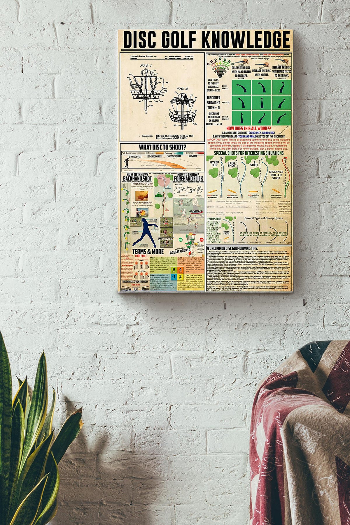 Disc Golf Knowledge Things You Need To Know About Disc Golf Poster Canvas Gallery Wrapped Canvas Framed Gift Idea