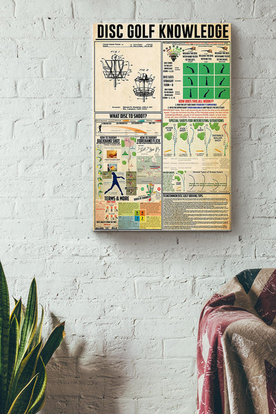 Disc Golf Knowledge Things You Need To Know About Disc Golf Poster Canvas Gallery Wrapped Canvas Framed Gift Idea