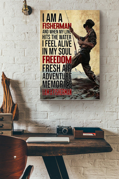 Fishing I Am A Fisherman Canvas Gallery Wrapped Canvas Framed Gift Idea