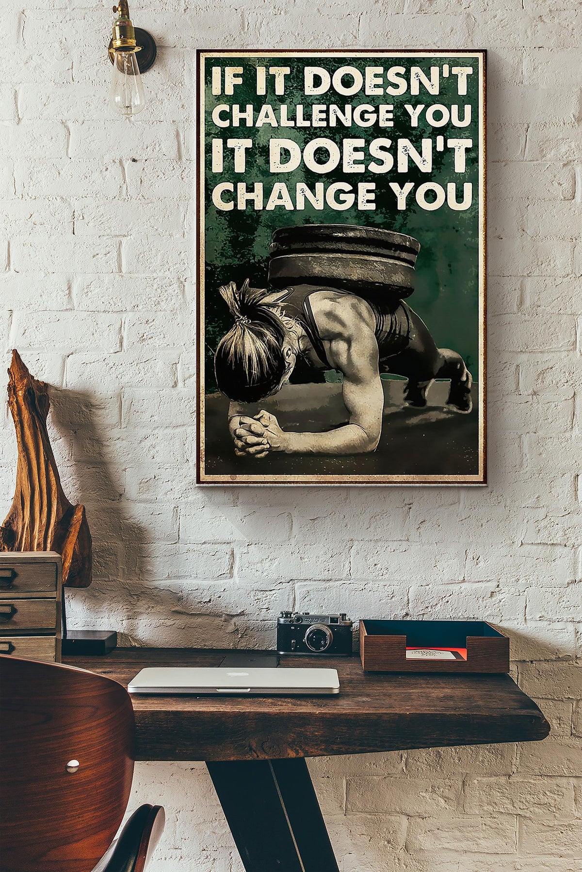 If It Doesnt Challenge You It Doesnt Change You Fitness Poster Canvas Gallery Wrapped Canvas Framed Gift Idea