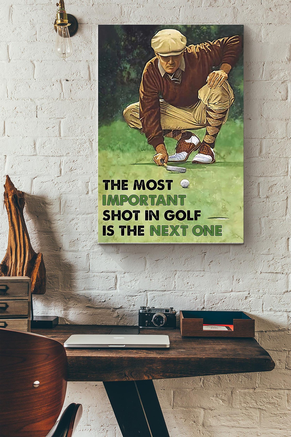 Golf The Most Important Shot In Golf Canvas Gallery Wrapped Canvas Framed Gift Idea