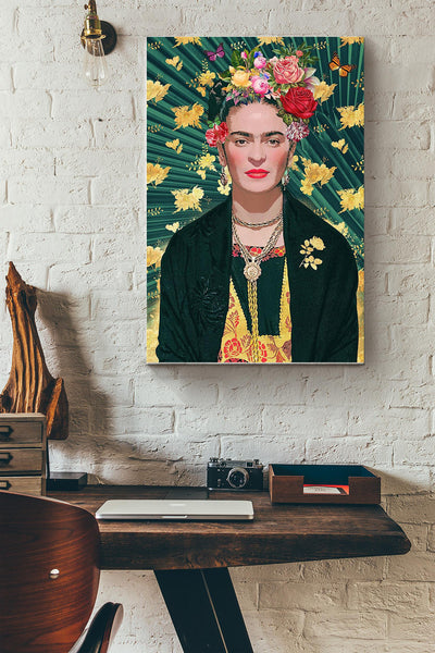Frida green - frida and trotsky - positive women quotes Canvas Gallery Wrapped Canvas Framed Gift Idea